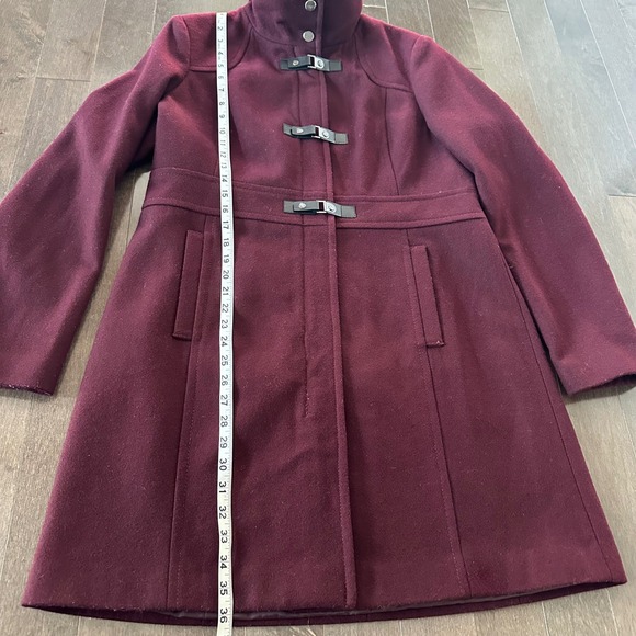 Kenneth‎ Cole Womens Buckle Overcoat Wool Academia Burgundy 14 - Picture 6 of 11
